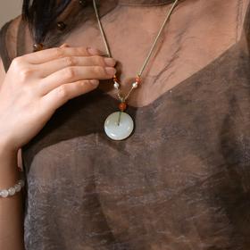 【茶香器韵】新疆和田玉 羊脂白 平安扣（赠手工编绳） 圆满天成 雪脂凝润