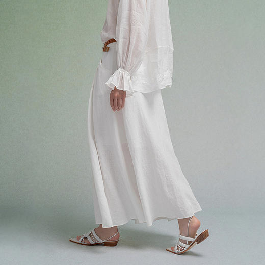 【林栖设计小店】【配腰带】亚麻半身裙开衩百搭气质宽松2025秋季新款裙子女F1953224 商品图3