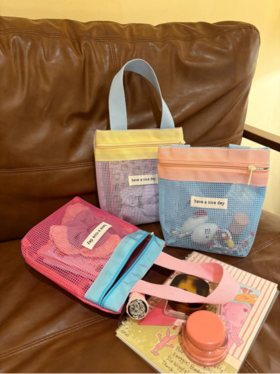 💕夏日多巴胺，从一个手提袋开始🔜一只超级全能的收纳包👝【多巴胺网纱手提袋】我真的无法拒绝❗高颜值在线🆘