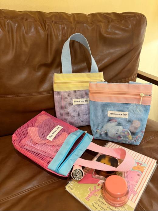 💕夏日多巴胺，从一个手提袋开始🔜一只超级全能的收纳包👝【多巴胺网纱手提袋】我真的无法拒绝❗高颜值在线🆘 商品图0