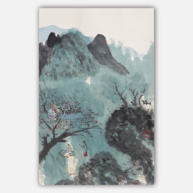 陈公拓《山水之一》国画原作36CM*23CM 手绘宣纸山水作品
