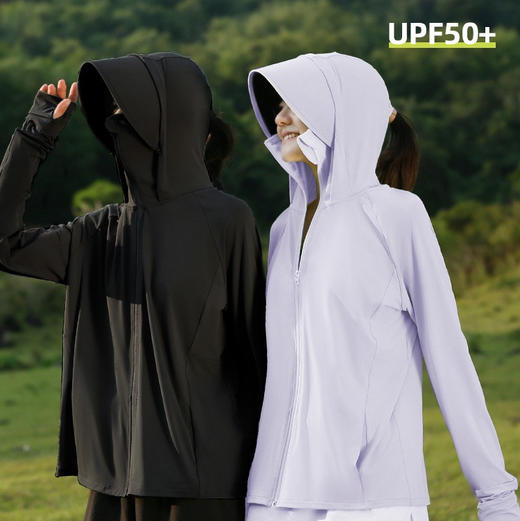 户外防晒衣女夏季防紫外线新款冰丝原纱黑胶帽檐宽松透气薄防晒服 商品图1