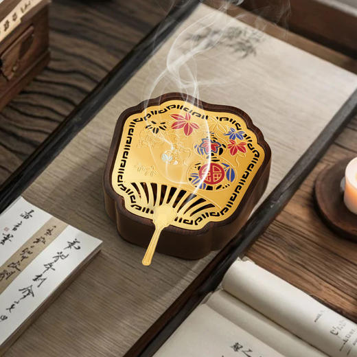 大英博物馆东方梦境系列扇引福禄紫光檀金属香盒摆件 商品图2