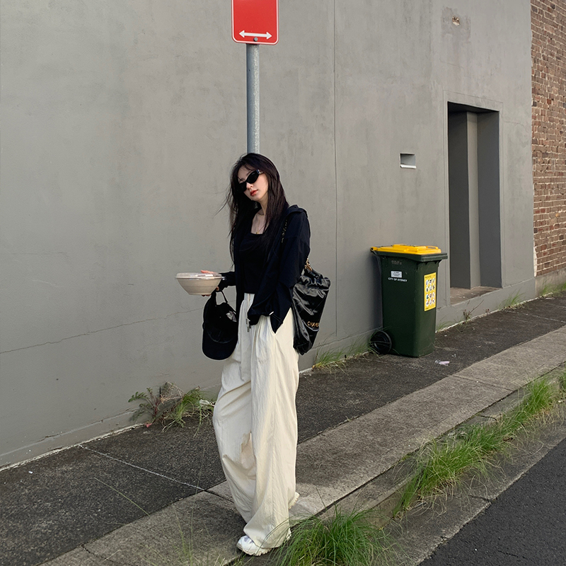 金蘑菇菇  皱皱裤/ 垂感拖地凉凉裤直筒宽松休闲防晒长裤女