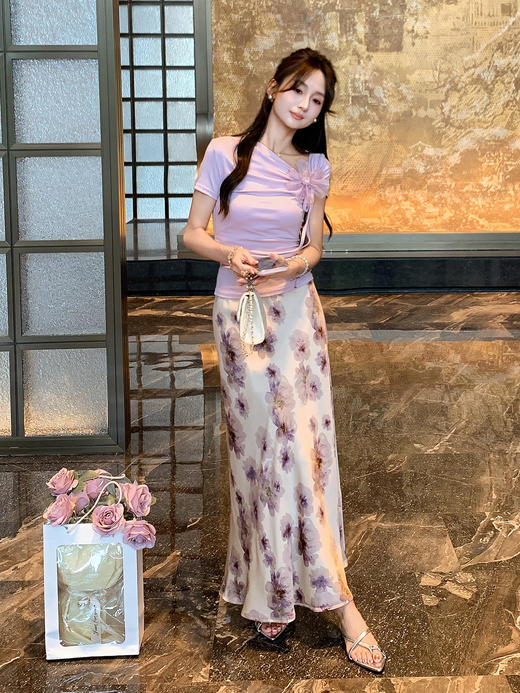 张心子【彼岸双生】高腰氛围感碎花半身裙 U2507018 商品图12