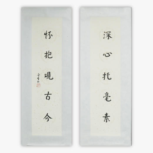 陈金章《深心托毫素 怀抱观古今》书法原作67CM*17CM手写宣纸对联 商品图0