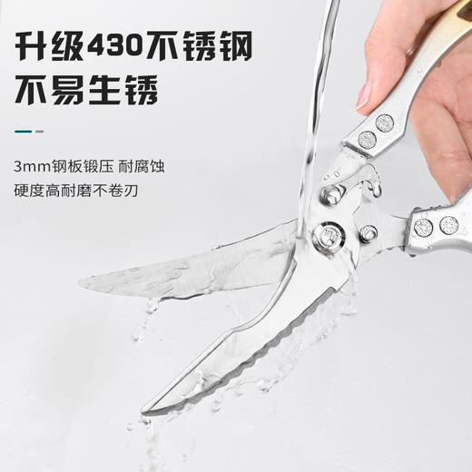 【强力厨房剪刀，专剪厚硬骨头！】剪刀厨房剪烤肉剪鸡骨剪 家用新款厨房多功能不锈钢骨头剪-QA 商品图3