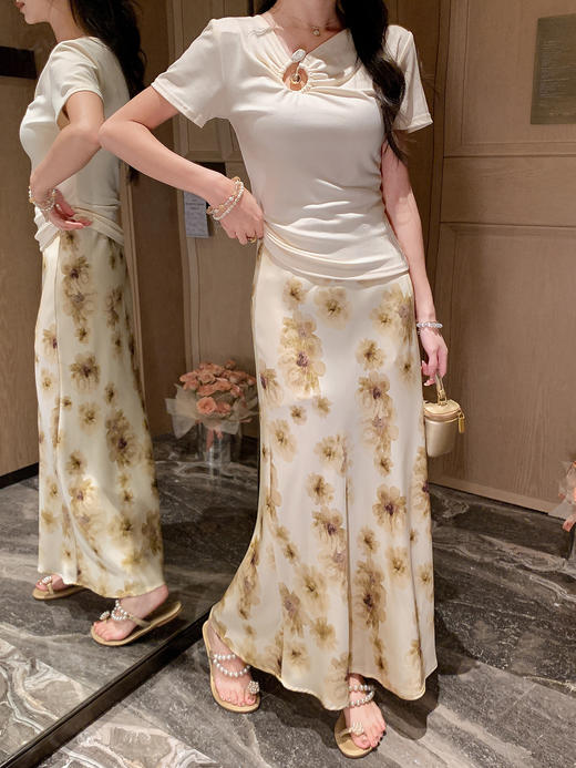 张心子【彼岸双生】高腰氛围感碎花半身裙 U2507018 商品图4