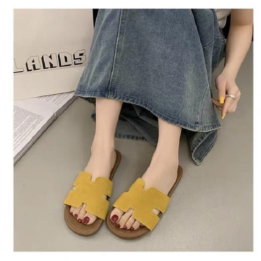 【预售3-7天内发货】【时髦百搭，遮肉显脚小】【轻盈优雅】夏季新款女意大利凯撒KAISER软底软面慵懒假日真皮H拖鞋鞋褶皱亚麻套趾拖鞋100% 商品图6