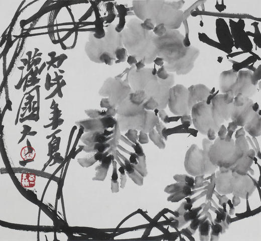 陈太一《紫藤花》国画原作33CM*33CM 手绘宣纸花鸟作品 商品图1
