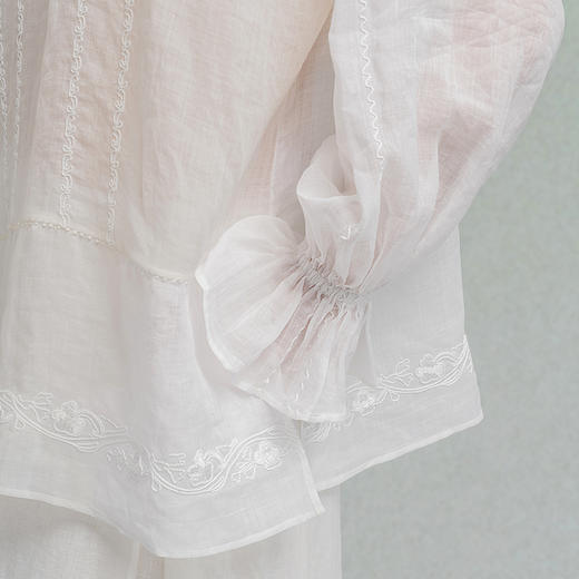 【林栖设计小店】苎麻衬衣绣花轻薄透气宽松显瘦2025早秋新款花边上衣女F1953215 商品图4