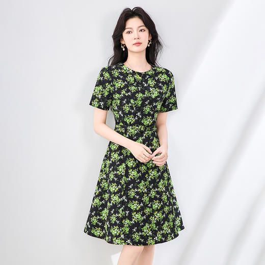 「高货wl」全新升级【铂金会员312/天猫419/差价107】(01039)洛诗琳法式复古印花连衣裙2025夏季轻奢小众显瘦裙子女 商品图0