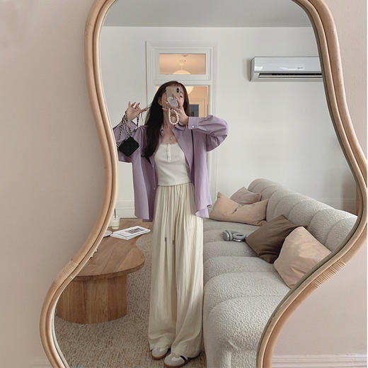 金蘑菇菇  皱皱裤/ 垂感拖地凉凉裤直筒宽松休闲防晒长裤女 商品图2