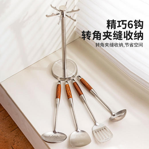 摩登主妇锅铲置物架304不锈钢厨房铲子勺子挂架旋转台面收纳架子 商品图1