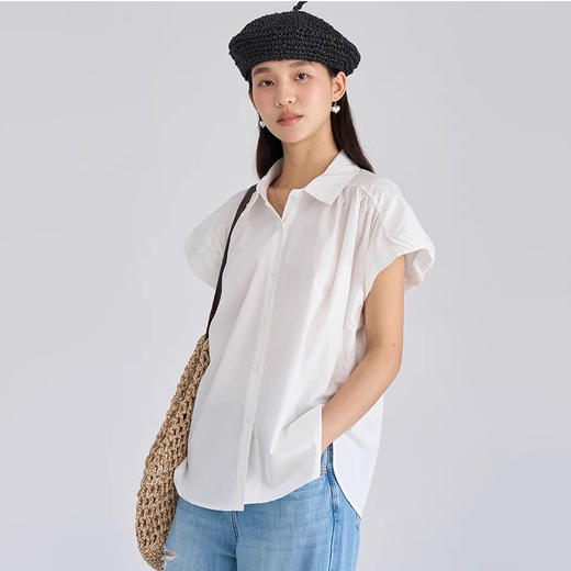 霓颜 纯色文艺小飞袖衬衫 | 两色可选 干练清爽 文艺百搭 小飞袖设计遮肉显瘦 商品图7