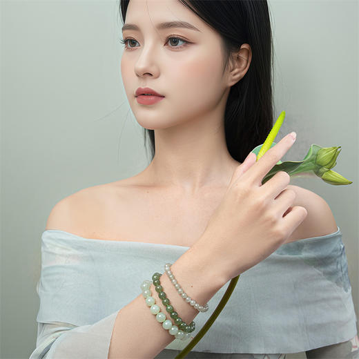 和田玉手链 中国风叠戴玉手串手链DIY搭配串珠女士礼物MEMORA诗普琳NB005001、NB007102、NB007101 商品图1