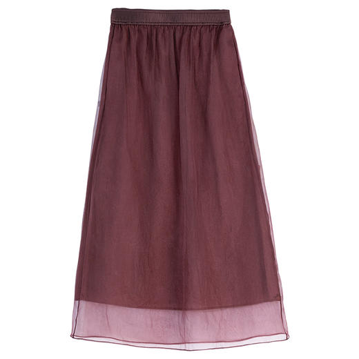 牧衣游原创 欧根纱真丝半裙新品轻薄蓬松优雅气质半身裙 己如烟 商品图4