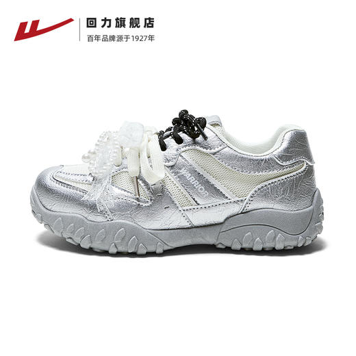 回力女鞋芭蕾德训鞋2025夏季薄底运动休闲鞋网面透气银色蕾丝小众WXY(S)-5323N 商品图1