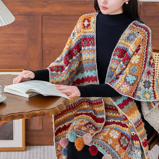 苏苏姐家馥谷披肩手工DIY围巾钩针毛线团自制材料包 商品图3