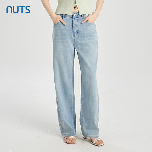 NUTS商场同款夏季蓝色简约气质休闲宽松直筒牛仔裤422112281 商品图5