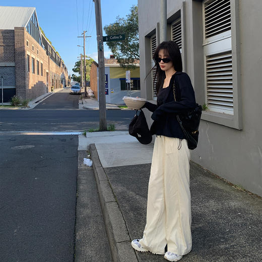 金蘑菇菇  皱皱裤/ 垂感拖地凉凉裤直筒宽松休闲防晒长裤女 商品图4