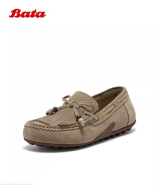 【云粉节】 【拔佳】BF楼Bata乐福鞋女2025秋款英伦风牛剖皮通勤百搭豆豆鞋73112CA5   吊牌价899  活动价499 商品图0