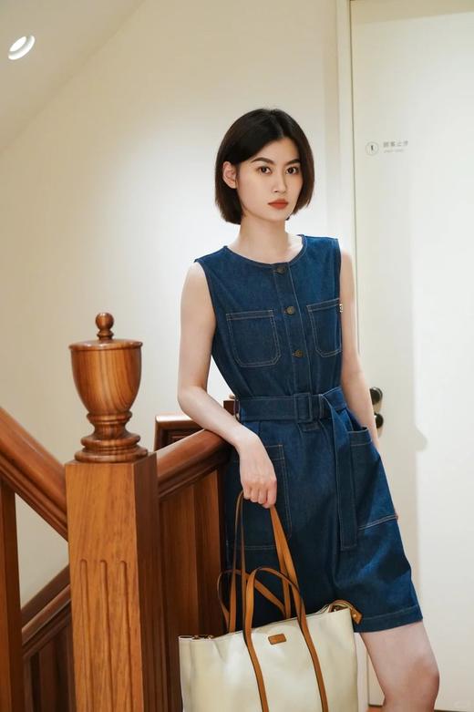 【高品质私服】【IC轻薄棉弹牛仔及膝连衣裙】经典藏青色牛仔 配色隽永 不易过时，优雅又性感N1281-CC【无标出货 介意慎拍】 商品图9