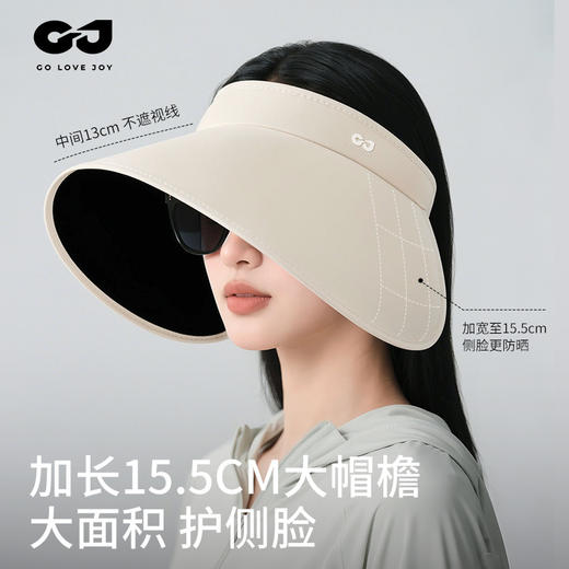 夏季户外防晒帽子女大帽檐丝绒黑胶遮阳帽空顶透气防紫外线太阳帽 商品图1