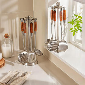 摩登主妇锅铲置物架304不锈钢厨房铲子勺子挂架旋转台面收纳架子