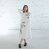 绽放527朵/【黑白灰系列】双支高密亚麻水墨感豌豆花长袖连衣裙女 商品缩略图0