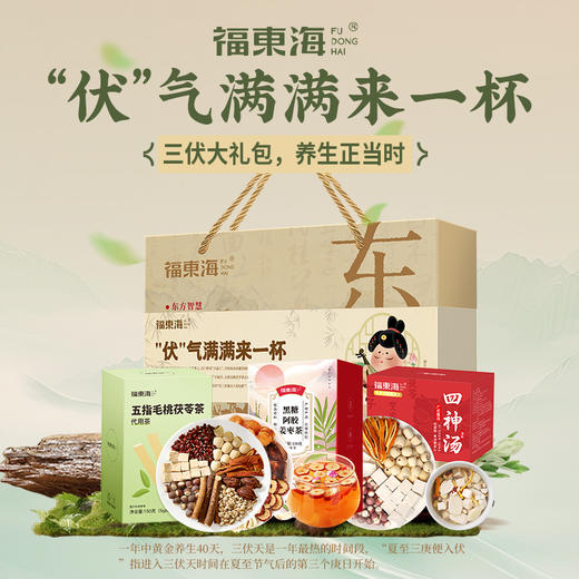 福东海三伏汤组合500克 茶包夏季泡水喝祛汤湿包三伏天四神汤 五指毛桃茯苓茶初伏 商品图1