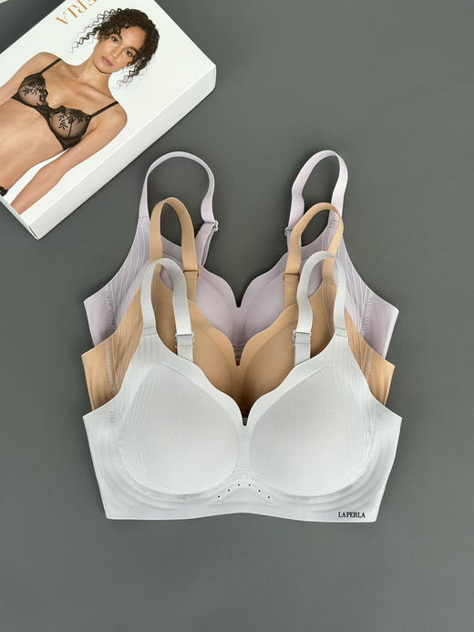 719-6  花边领口 侧加强软骨提升 La新款 冰丝凉感 无痕文胸 商品图6