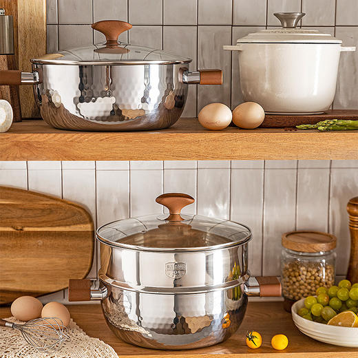 摩登主妇304不锈钢雪平汤锅家用加厚炖锅电磁炉煲汤双耳锅蒸煮锅 商品图4