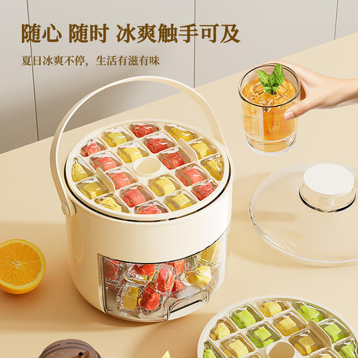 🌞 夏日炎炎，没有什么比一杯加冰可乐更能瞬间降温！ 冰盒+冰桶的双重体验❗真正实现🧊冰块自由💥 【食品级手提式大容量双层按压冰桶8511】 40格大容量👍母婴级安全材质 商品图3