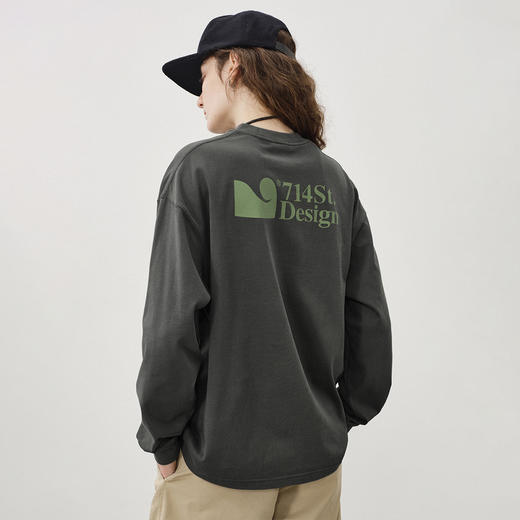 714street日系重磅字母印花长袖 秋季新款国潮纯棉宽松情侣T恤男 商品图1