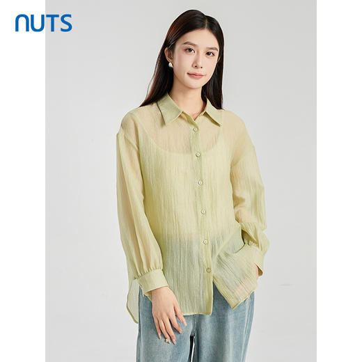 NUTS商场同款夏季宽松简约气质百搭薄款长袖衬衫425011021 商品图5