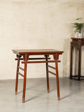 清	黄花梨夹头榫刀牙板顺枨酒桌