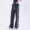 【限时秒】YOGACODE【火树银花系列】松弛百搭运动裤休闲女荷叶边设计芭蕾风时尚款侧边条纹直筒阔腿裤DWL125619 商品缩略图1