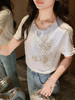 张心子【烟花钻t】通勤圆领花边木耳边设计感T恤上衣 U2507036 商品缩略图6