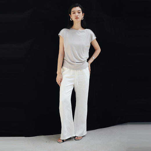 绽放旅行女装438朵/【黑白灰系列·自由T】汉麻棉针织混纺短袖T恤 商品图3