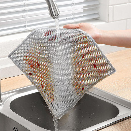 【批发】美丽雅双层加厚厨房银丝抹布刷锅强去污长25宽25 5片/包 商品图6