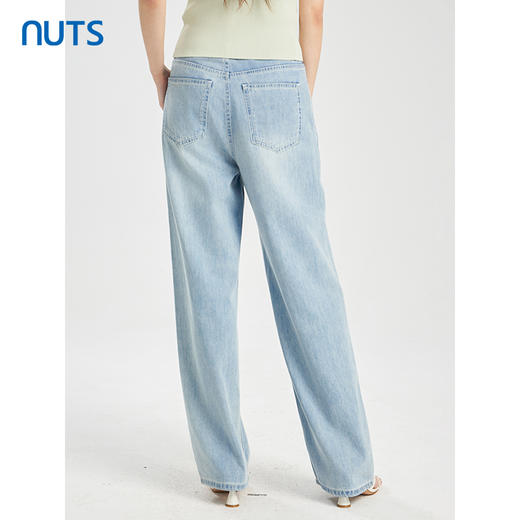 NUTS商场同款夏季蓝色简约气质休闲宽松直筒牛仔裤422112281 商品图4