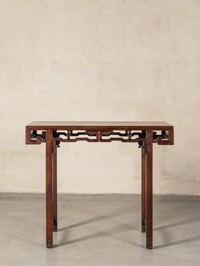 清	红木攒接拐子纹书卷式琴桌