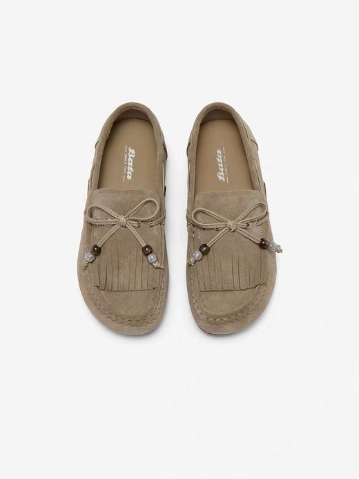 【云粉节】 【拔佳】BF楼Bata乐福鞋女2025秋款英伦风牛剖皮通勤百搭豆豆鞋73112CA5   吊牌价899  活动价499 商品图2