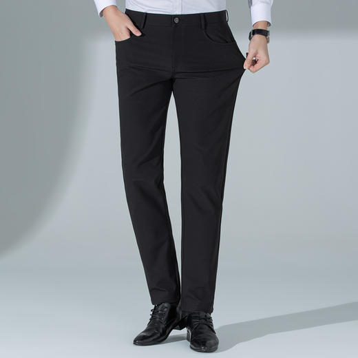 圣得西四面弹易打理仿牛仔黑色休闲裤男2025夏季新款修身直筒长裤 商品图1