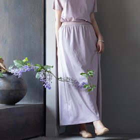 牧衣游棉混纺半身裙轻薄柔软舒适百搭半裙 小院幽