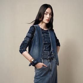 【林栖设计小店】（现货）【草木丹宁】牛仔马甲短款修身百搭2025秋季新款上衣女G1653006