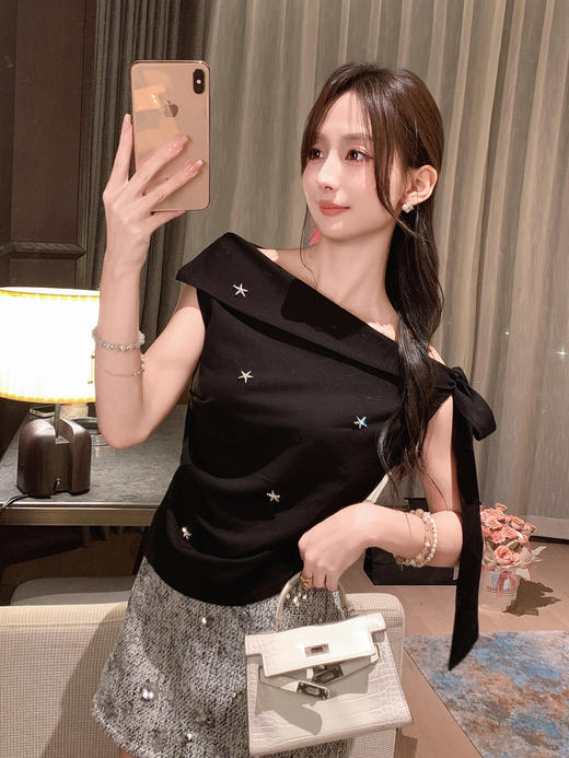 张心子【湘月薄纱】性感斜肩露肩气质显瘦上衣 U2507033 商品图13