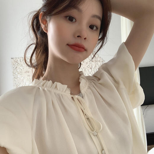 金蘑菇菇【温柔月光】缎面蕾丝 甜美家居服短袖版上衣~ 商品图7