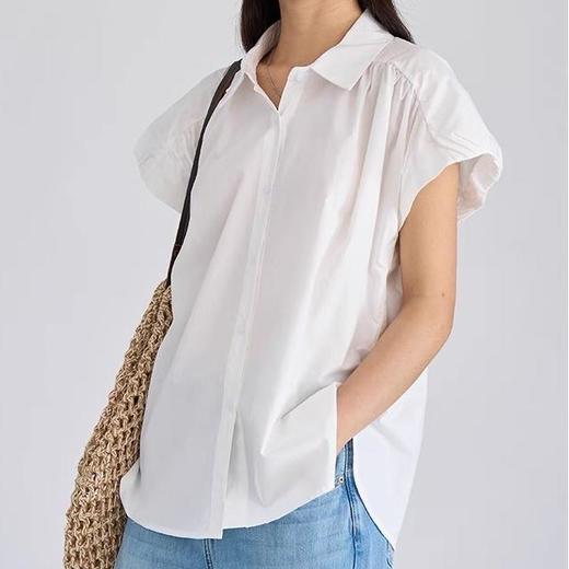 霓颜 纯色文艺小飞袖衬衫 | 两色可选 干练清爽 文艺百搭 小飞袖设计遮肉显瘦 商品图5
